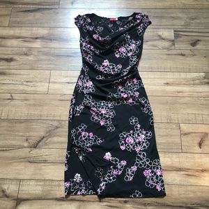 Womens black and pink boat neck dress